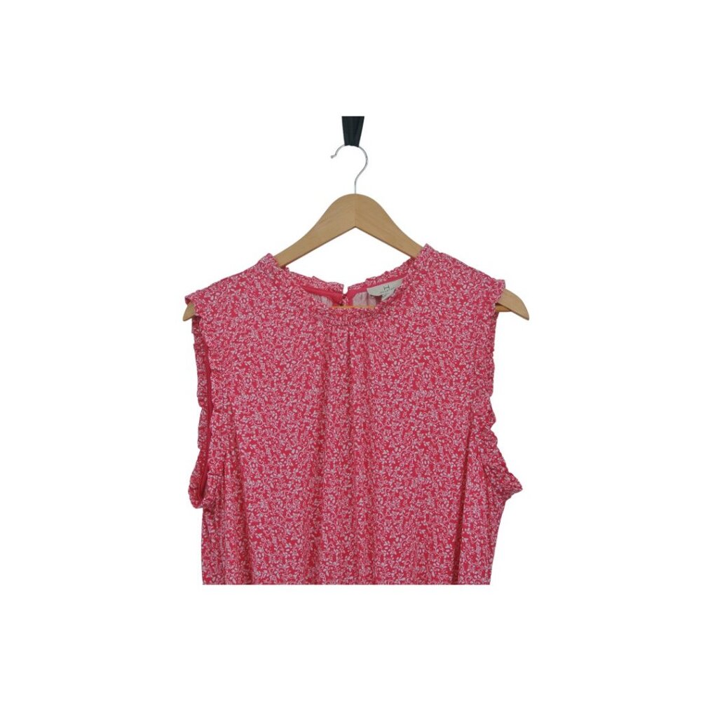 Halston Pink Floral Smocked Waist Sleeveless Midi Dress Size S - Picture 6 of 13